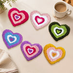 Rainbow concentric heart punch needle coasters used for home decoration