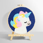 Rainbow mane unicorn punch needle kit for beginners