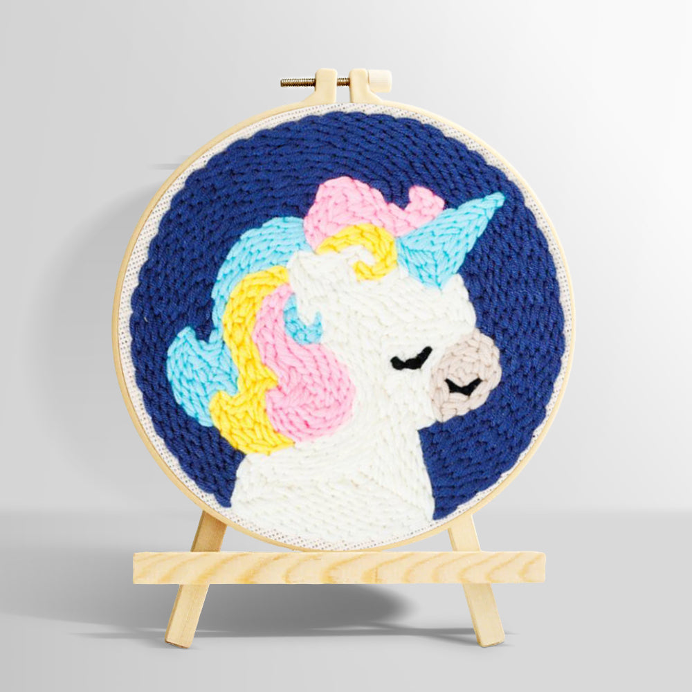 Rainbow mane unicorn punch needle kit for beginners