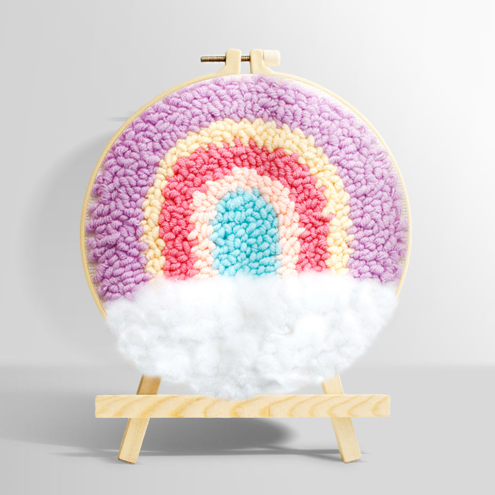 Rainbow over clouds punch needle kit for beginners