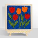 Red and orange tulip flowers punch needle kit for beginners