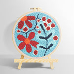 Red berries and flowers punch needle kit for beginners