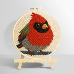 Red cardinal bird punch needle kit for beginners