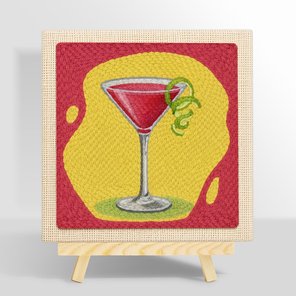 Red cocktail with lime punch needle kit for beginners