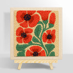 Red poppies punch needle kit for beginners