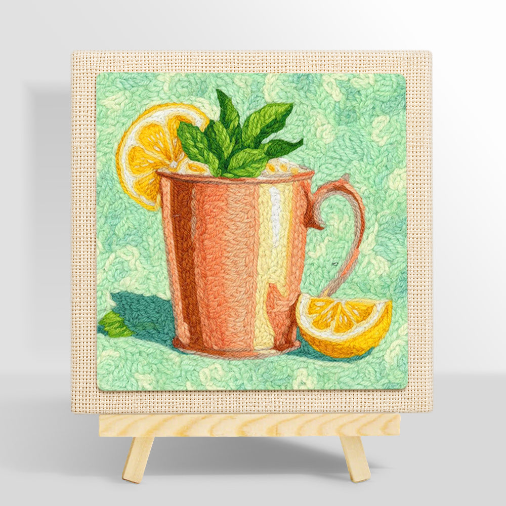 Refreshing mint and lemon drink punch needle kit for beginners