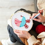 Creating handmade retro baby pram punch needle artwork