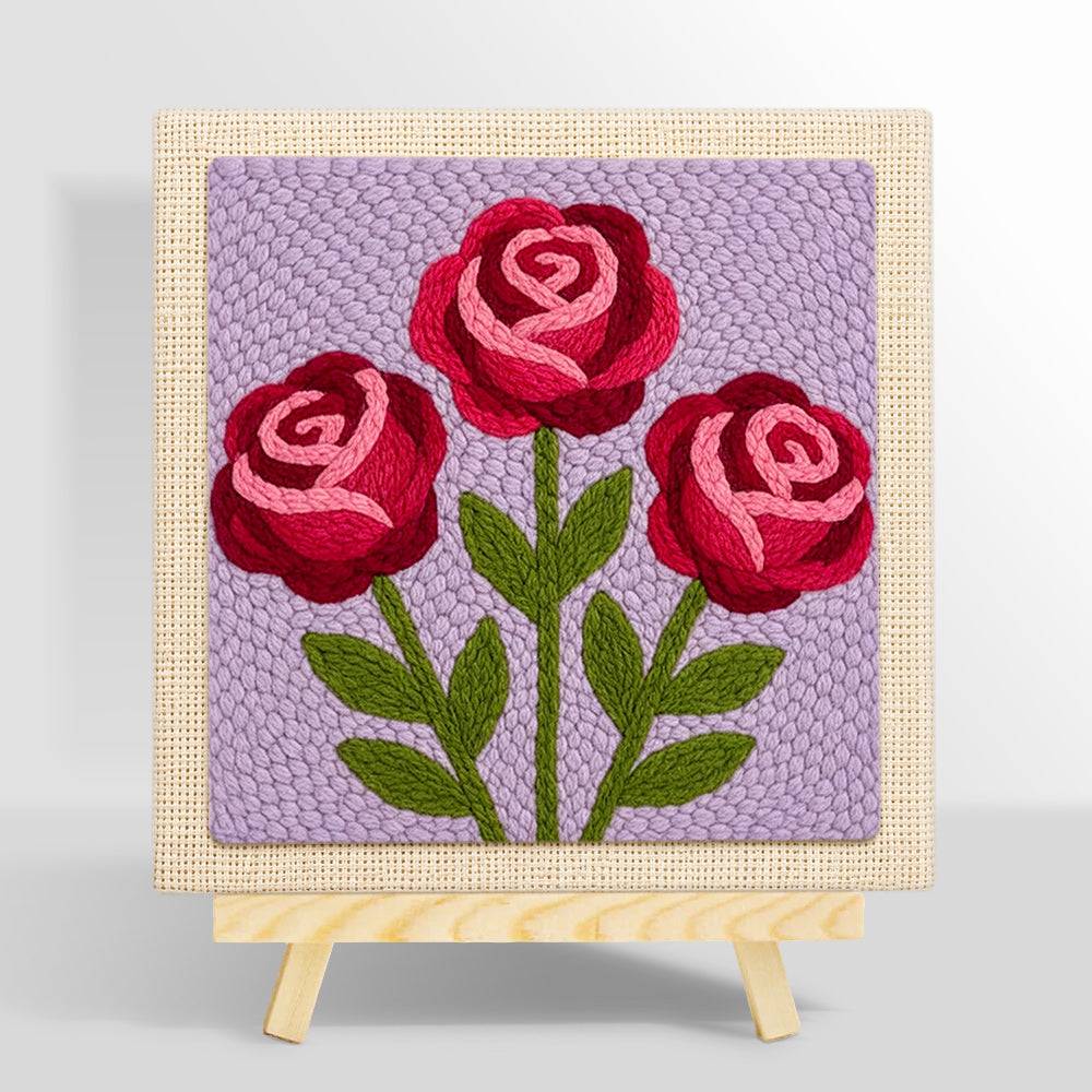 Romantic blooming roses punch needle kit for beginners