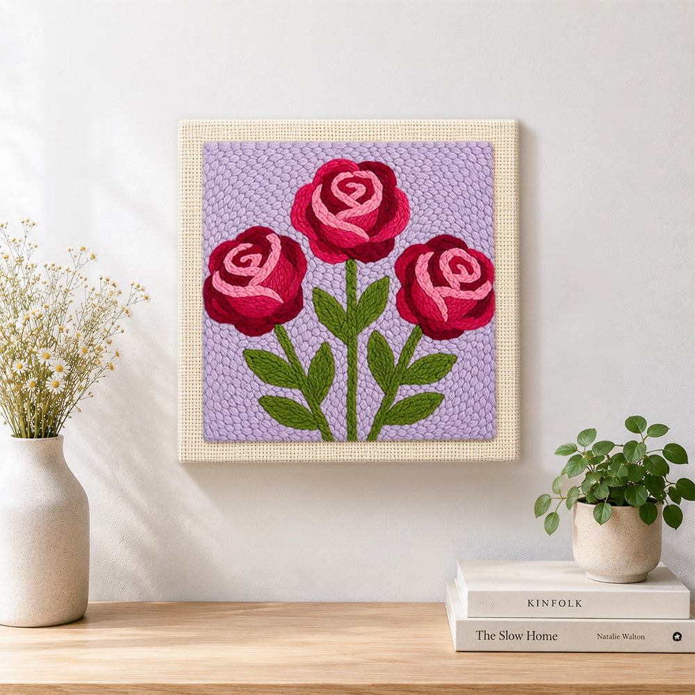 Finished romantic blooming roses artwork displayed on a wall