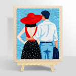 Romantic couple back view punch needle kit for beginners