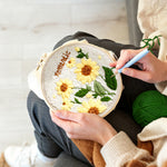 Creating handmade romantic yellow sunflowers punch needle artwork