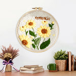 Finished romantic yellow sunflowers artwork displayed on a wall