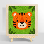Round and cuddly tiger face punch needle kit for beginners