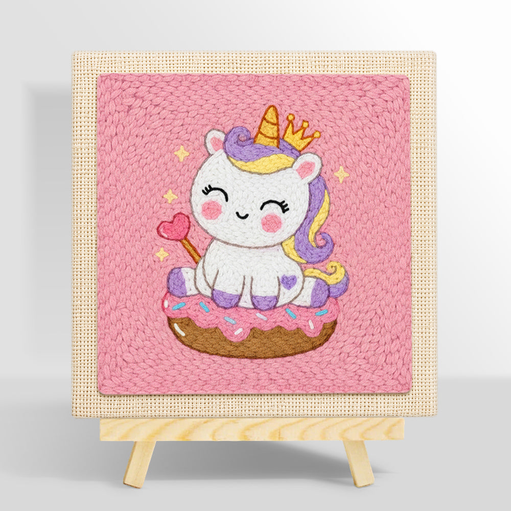 Royal unicorn on donut punch needle kit for beginners