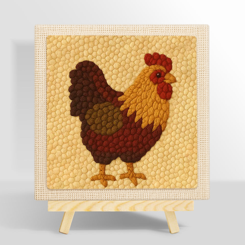 Rustic farmhouse rooster punch needle kit for beginners