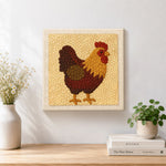 Finished rustic farmhouse rooster artwork displayed on a wall