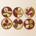 Rustic leaves punch needle coaster kit finished handmade coasters