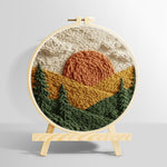 Rustic pine forest sunset punch needle kit for beginners