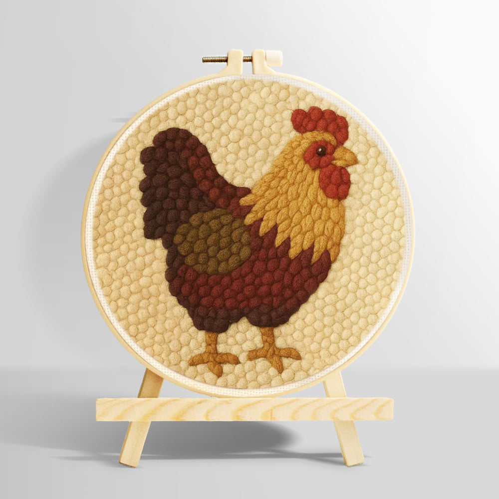 Rustic vintage rooster punch needle kit for beginners