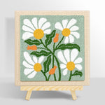 Sage green daisies punch needle kit for beginners