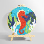 Seahorse and seaweed punch needle kit for beginners