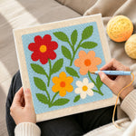 Creating handmade simple and colourful wildflowers punch needle artwork