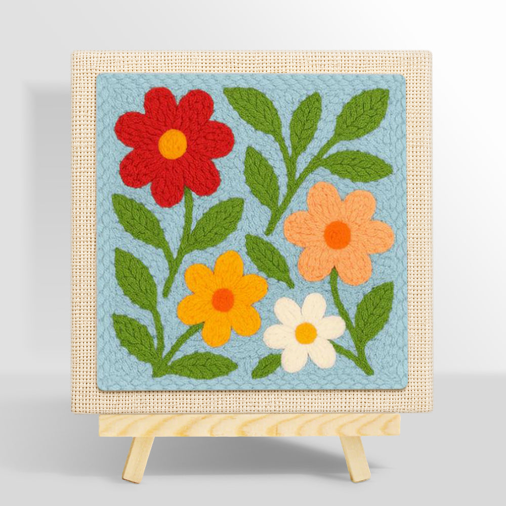 Simple and colourful wildflowers punch needle kit for beginners