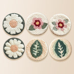 Simple daisies and leaves punch needle coaster kit finished handmade coasters
