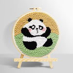 Sitting cute panda punch needle kit for beginners