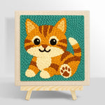 Sitting orange tabby cat punch needle kit for beginners