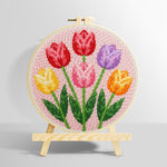 Six vibrant tulips punch needle kit for beginners