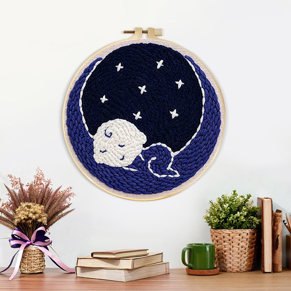 Finished sleeping baby artwork displayed on a wall