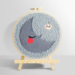 Sleeping crescent moon and star punch needle kit for beginners