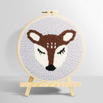 Sleeping deer punch needle kit for beginners