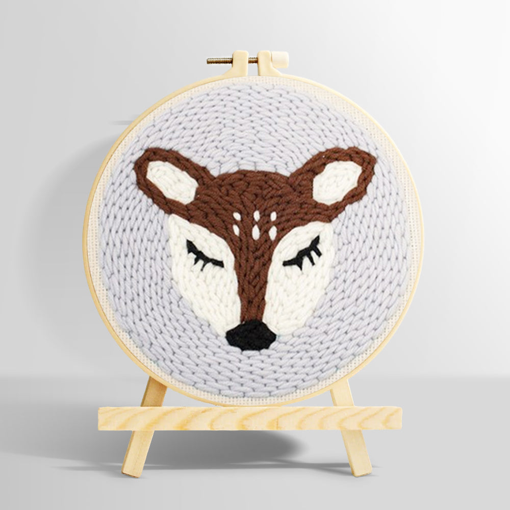 Sleeping deer punch needle kit for beginners