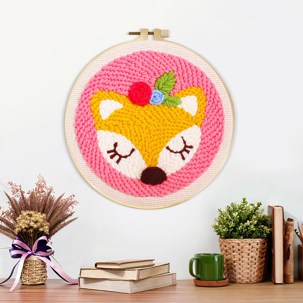 Finished sleeping little fox artwork displayed on a wall