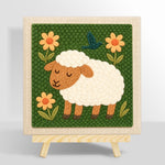 Sleeping sheep with flowers punch needle kit for beginners