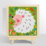 Sleeping white hedgehog punch needle kit for beginners