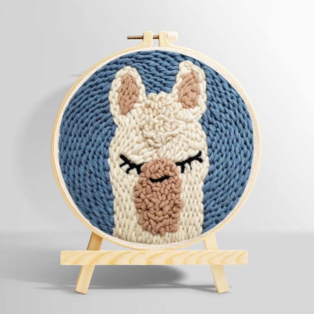 Sleepy alpaca punch needle kit for beginners