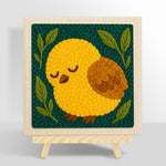 Sleepy yellow bird punch needle kit for beginners