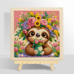 Sloth with flower crown punch needle kit for beginners