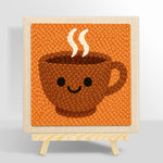 Smiley face coffee cup punch needle kit for beginners