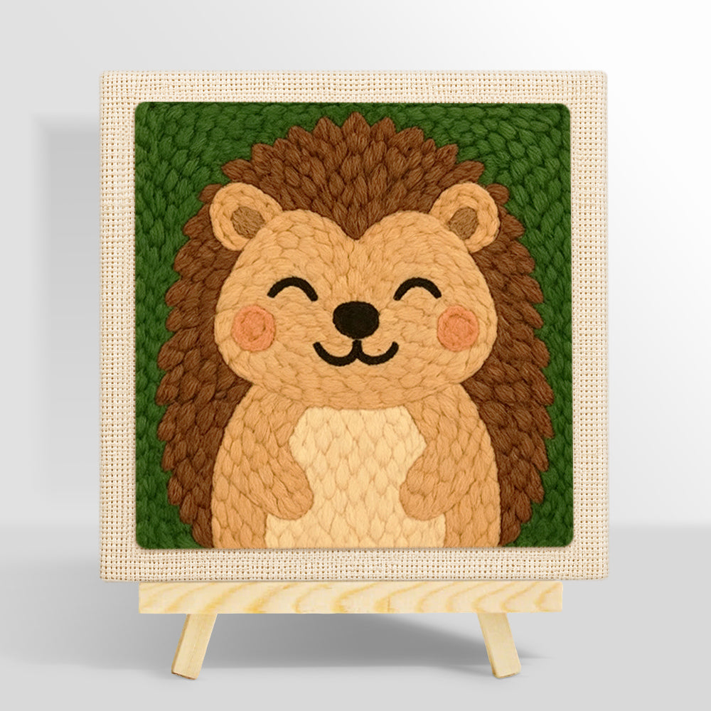 Smiling hedgehog punch needle kit for beginners