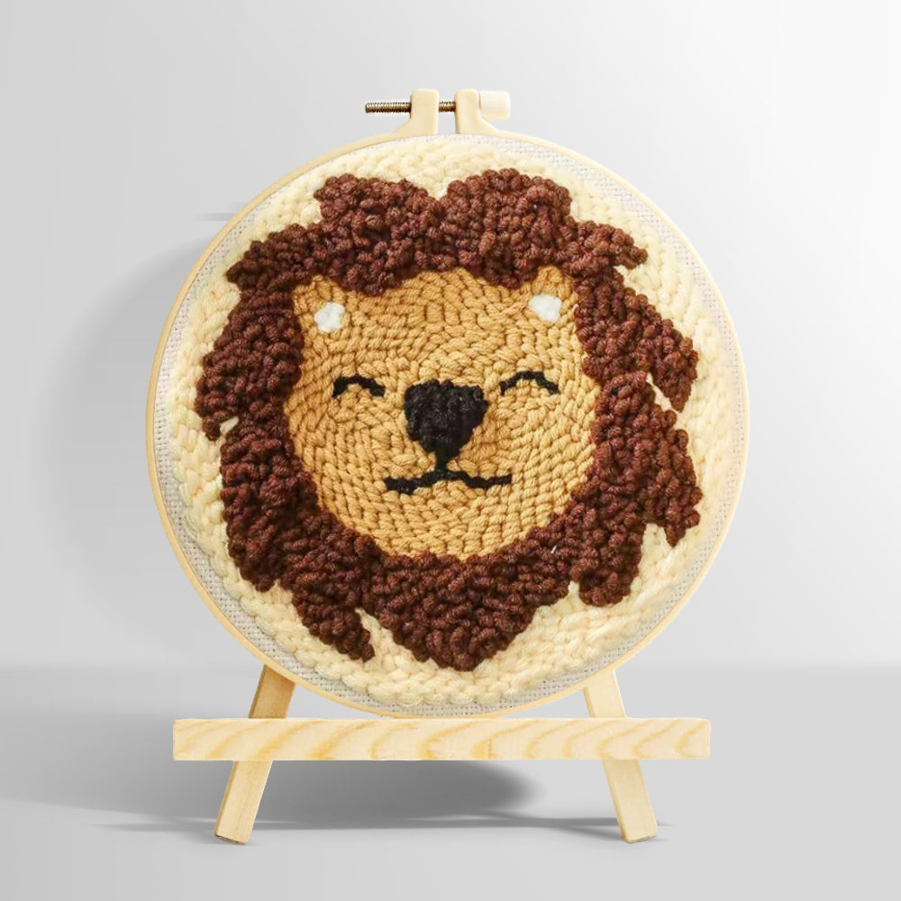 Smiling lion punch needle kit for beginners