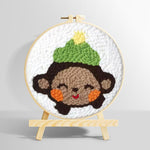 Smiling little monkey punch needle kit for beginners