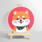 Smiling shiba inu punch needle kit for beginners