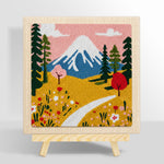 Snowy mountain and wildflowers punch needle kit for beginners
