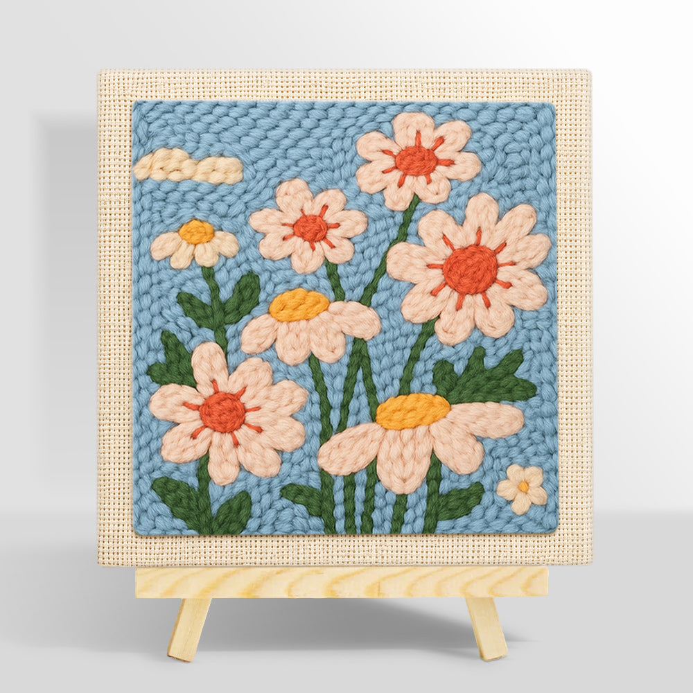 Soft daisies punch needle kit for beginners
