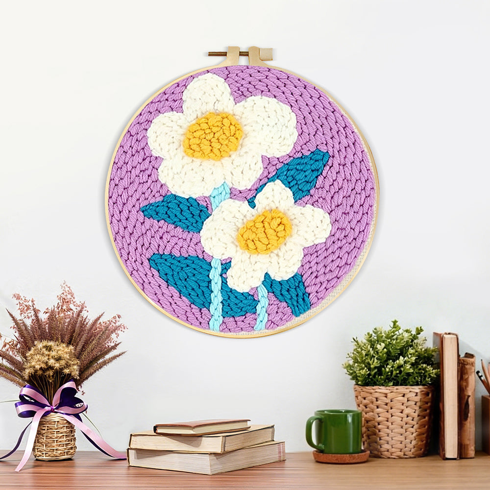 Finished soft white flowers artwork displayed on a wall
