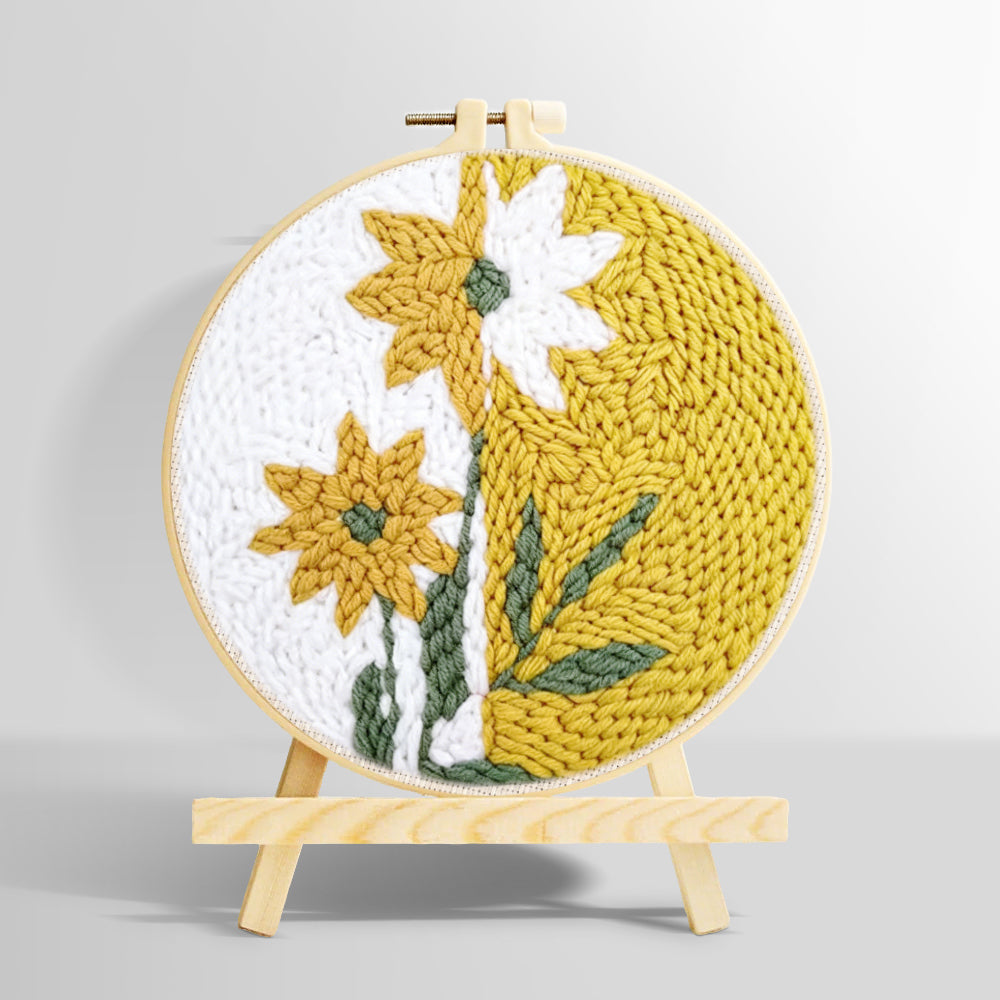 Split-tone dandelion flower punch needle kit for beginners
